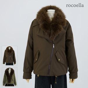 아빈 탈부착 페이크퍼 사선 지퍼 패딩 점퍼