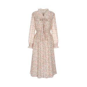 리본 타이 프린트 쉬폰 원피스 OW4SO2380