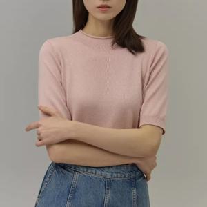 [최초가 60000원] 실크 하프넥 반팔 니트