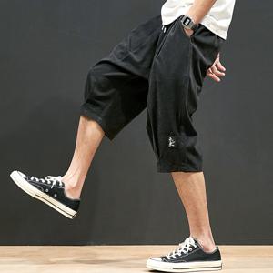 7부 하렘 바지 남성 빅사이즈 밴딩 반바지 WI070PN