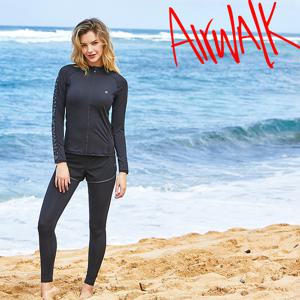에어워크서프 여성래쉬가드세트 집업+반바지레깅스 YAWe5248_BK+YAWe4107_BK/레쉬가드,래시가드
