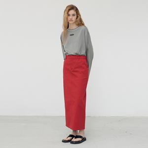 메종마레 COTTON TWILL MAXI SKIRT - RED