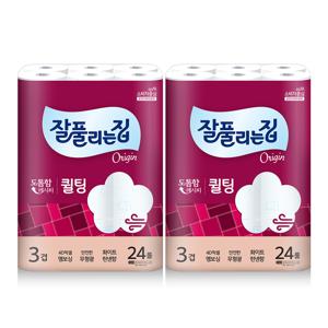 퀼팅 너비가 넓은 와이드 화장지 30m x 24롤 x 2팩