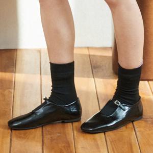 [정상가 99,000원] KM325 핸드메이드 스퀘어 토우 스트랩 플랫 슈즈 l 5Colors