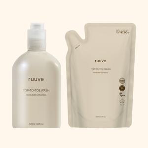 [리필 set]  히알루론 탑투토 올인원 아기 바디워시 400ml + 리필 350ml