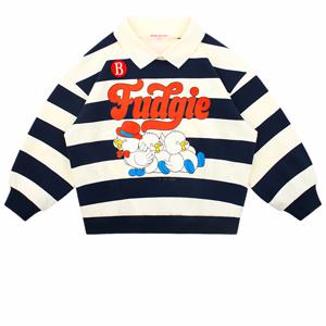 [키즈]리틀 버즈 스트라이프 카라 맨투맨 티셔츠_BP61MC327