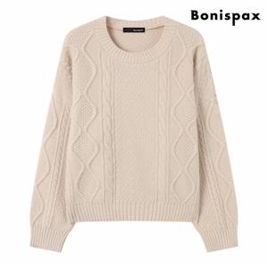 정상가:69,000원 ㅣ 케이블 꽈배기 데일리 긴팔 니트 (XP4KT009L0)