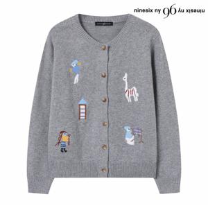 정상가:99,000원 ㅣ 자수 포인트 라운드넥 니트 가디건 (NP4CK011L0)