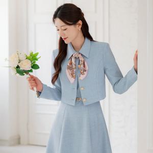 (~XXL까지) 디아누 트위드 카라 세미 크롭 자켓 봄 가을 아우터 하객룩 오피스룩 모임룩 격식룩 빅사이즈