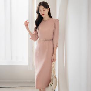 (~XXL까지) 라짐 페미닌 H라인 벨트 슬릿 원피스 봄 가을 하객룩 오피스룩 모임룩 격식룩 빅사이즈