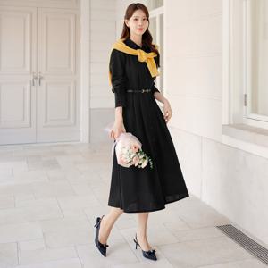 (~XXL까지) 아키라 카라 벨트 원피스 봄 가을 셔츠원피스 하객룩 오피스룩 모임룩 격식룩 빅사이즈