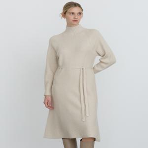 닥스 여성 [[24FW]] DLSW4D009I1 [반값[울] 라이트베이지 글리터 스트랩 홀가먼트 하프넥 니트