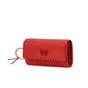 [선물포장/쇼핑백동봉] 레드 패턴배색 소가죽 반지갑 DCWA5F146J