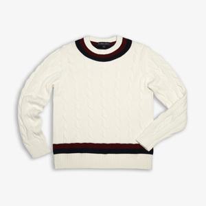 수피마 코튼 파스텔 테니스 크루넥 스웨터 (화이트) (31696146)