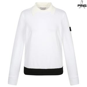 [양말드림]여성 기모 소재 믹스 카라 긴팔 티셔츠 121D4TR752_WH