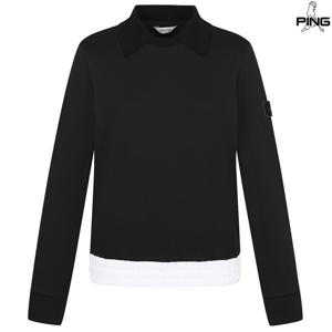 [양말드림]여성 기모 소재 믹스 카라 긴팔 티셔츠 121D4TR752_BK