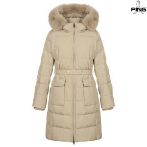 [양말드림]여성 벨티드 폭스퍼 후드 덕다운 점퍼 121D4JA453_BG