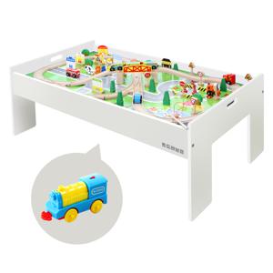 원목기차80pcs+플레이테이블 화이트+전동기차