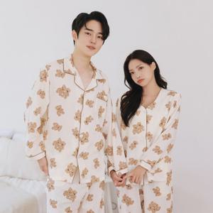 [브리치]  / (순면)브라캡 내장 노브라 커플 곰돌이 잠옷 파자마