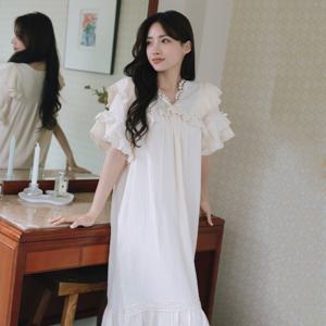 [브리치]  / 크렘므 여름 원피스 잠옷 (순면100%)