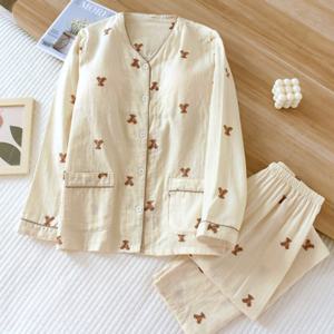 [브리치]  / 노브라OK )미니베어 순면 봄 가을 데일리 잠옷 파자마