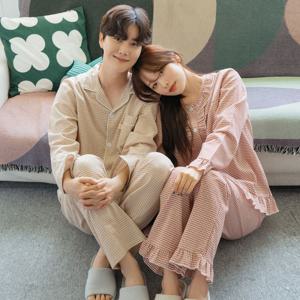 [브리치]  / (순면)브리사 가을 긴팔 커플 잠옷 체크 홈웨어 2컬러