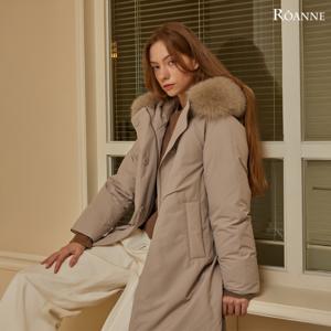 [최초가 499,000원][로안] 폭스 후드 벨티드 롱 다운