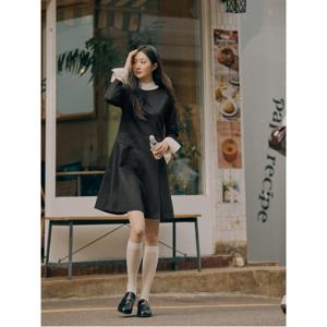 [24FW]저지 핏 앤 플레어 원피스  블랙(BF4971C025)