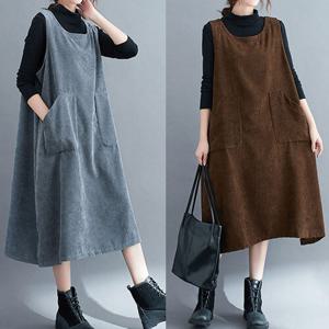 248235-코듀로이 롱원피스/빅사이즈/간절기/루즈핏/데일리/엄마옷/임부복/골덴/베스트