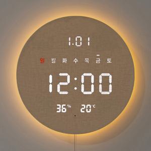 3세대 백라이트 터닝 플랫 원형 온습도 LED 벽시계 29cm