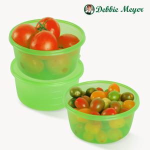 그린박스 김치통 냉장고정리 야채보관용기 샐러드용기 원형 1.4L 3p