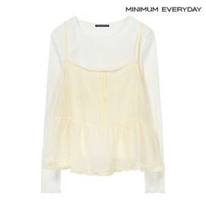 정상가:79,000원 ㅣ [미니멈 에브리데이]라운드 티셔츠 프릴 뷔스티에 세트 (EB1LW009D)