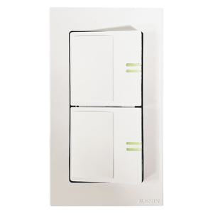 일신 와이드 조명 스위치2구 1P (벌크)16A야광 전등 조명스위치 전원스위치 옥내형소형스위치