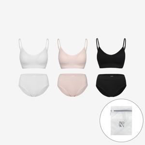 CJ단독구성[최초가100,400원]NEW 하트핏 노와이어 캐미 브라팬티 3종+세탁망