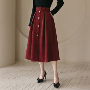 (~XXL까지) 타디안 코듀로이 뒷 밴딩 벨트 스커트 가을 데일리 롱스커트 캐쥬얼 출근룩 베이직 빅사이즈