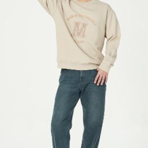 공용 오비안밴드 다트 포켓 캣 솔트틴워싱 기모 와이드 데님 AN4DTG843_IC