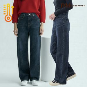 [디어모른] 겨울 기모 5컬러 와이드 밴딩 청바지 3단기장