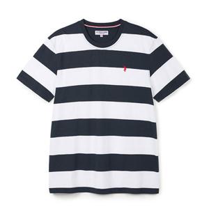 [하프클럽] 남성 여름 라운드 티셔츠_(네이비스트라이프)_MP25-T215