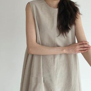 [하프클럽/디애이치]웨이 슬리브리스 나시 린넨 데일리 롱원피스