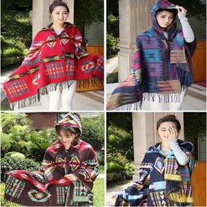 캠핑 판쵸 블랑켓 후드 케이프 망토 에스닉 판초 망또 숄 머플러
