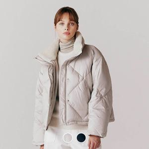 373924 여 플리스카라 다이아퀼팅 숏다운