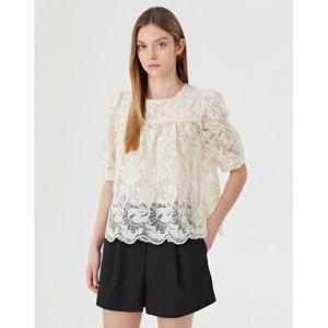 [하프클럽] 플라워 패턴 소매 벌룬 반팔 블라우스 (GOBBA019D)