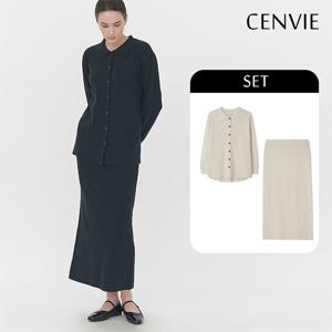 모던 니트셋업 셔츠+스커트 2PCS세트