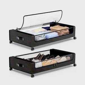 포모어 바퀴형 언더베드 정리함 침대 밑 수납 이불 다용도 투명 보관함 리빙박스 75L