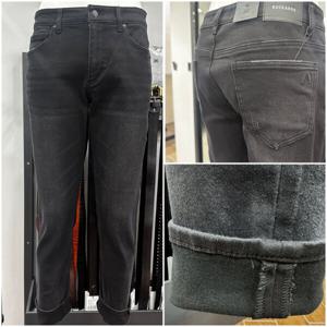 남성 겨울 기본 BLACK  기모 테이퍼드 슬림 히트진 청바지B244Z0160P_US