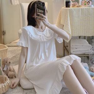 패션 데일리 레이스 파자마파티 여성 잠옷 원피스 홈웨어 반팔