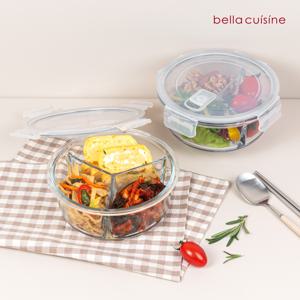 내열유리 3칸 반찬통 나눔 밀폐용기 2종 세트