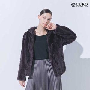 [최초가 399,000원]밍크 후디드 하프 코트