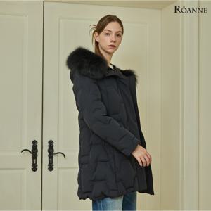 [최초가 399,000원][로안]폭스 퍼 퀼팅 다운 하프 코트