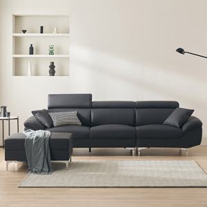 삼익가구 더컴포트 4인용 헤드틸팅 가죽 소파(스툴포함)